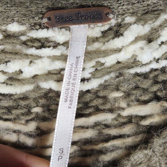 Free People Women Through the Storm Small Brown Knit Fair Isle Sweater Pullover - Picture 4 of 9